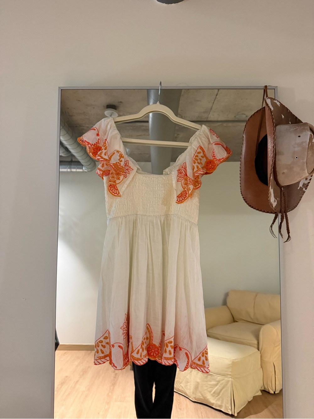 By Anthropologie Flutter-Sleeve Square-Neck Mini Dress